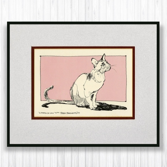 2 Vintage Cat Art Prints by International Artist Barry Barnett, 1989, Silkscreen - Picture 5 of 8